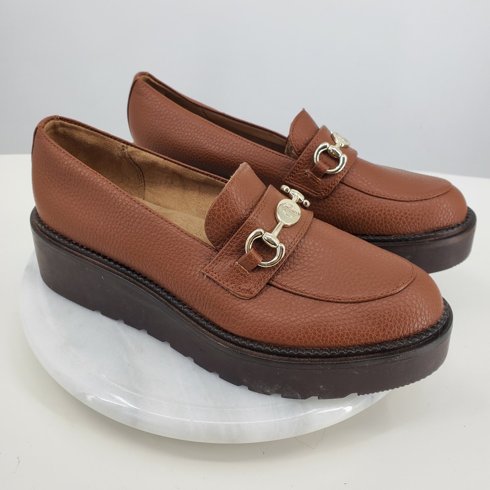 Giani Bernini Mayaa Lug-Sole Brown Leather Horse Bit Loafer Shoes 8 Prep